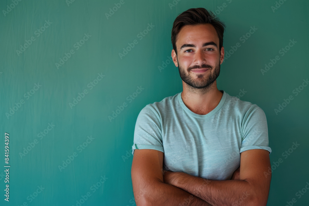 A close up portrait of a young man with a subtle smile A close up portrait of a young man with a subtle smile