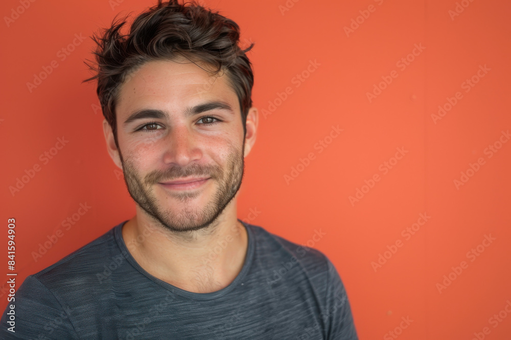 Fototapeta premium A close up portrait of a young man with a subtle smile