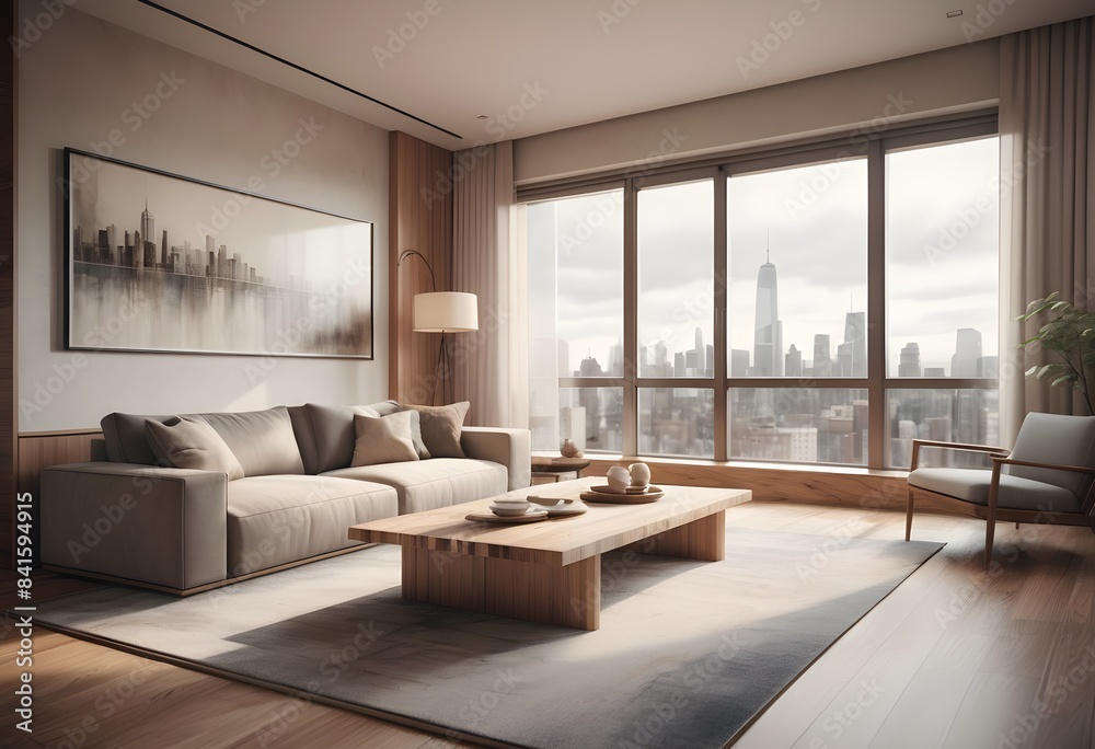 Fototapeta premium Photo modern style conceptual interior room 3d illustration