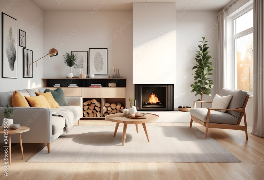 Fototapeta premium Photo modern style conceptual interior room 3d illustration