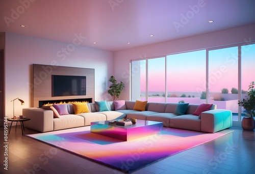 Photo modern style conceptual interior room 3d illustration