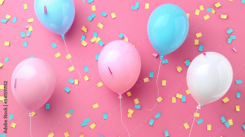 birthday balloons flat design top view theme party animation colored pastel birthday balloons flat design top view theme party animation colored pastel