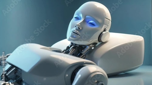 As the robot drifts off to sleep, a radiant light source illuminates its surroundings