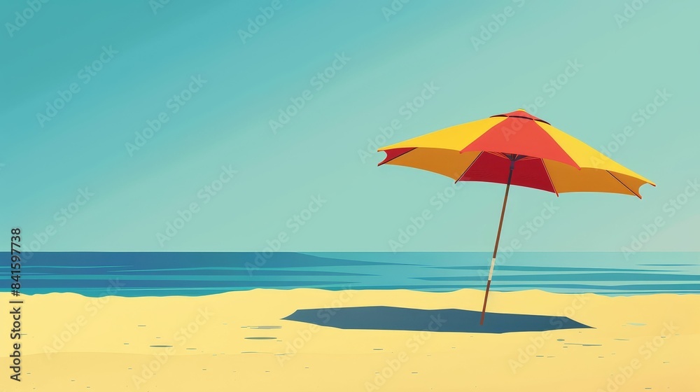 beach umbrella flat design side view theme shade water color Triadic Color Scheme beach umbrella flat design side view theme shade water color Triadic Color Scheme