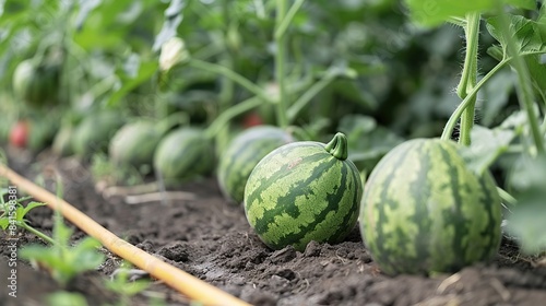 planting watermelons in the field. Generative Ai