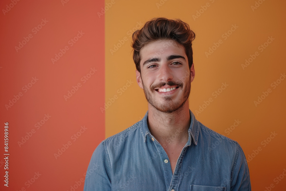 A close up portrait of a young man with a subtle smile A close up portrait of a young man with a subtle smile