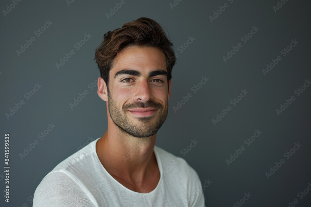 Fototapeta premium A close up portrait of a young man with a subtle smile