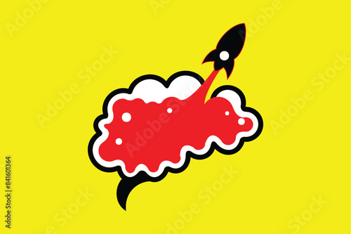 Red color cloud star red color brain design brain booster