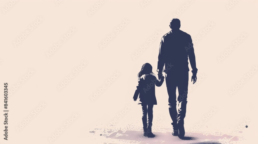 Silhouette Of Father And Daughter Holding Hands Walking Father's Day Wallpaper Copy Space Silhouette Of Father And Daughter Holding Hands Walking Father's Day Wallpaper Copy Space