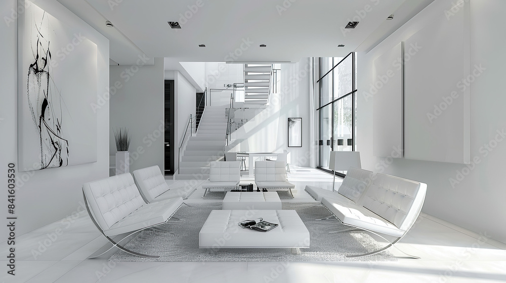 Art Home. Contemporary White Interior with painting Art Home. Contemporary White Interior with painting