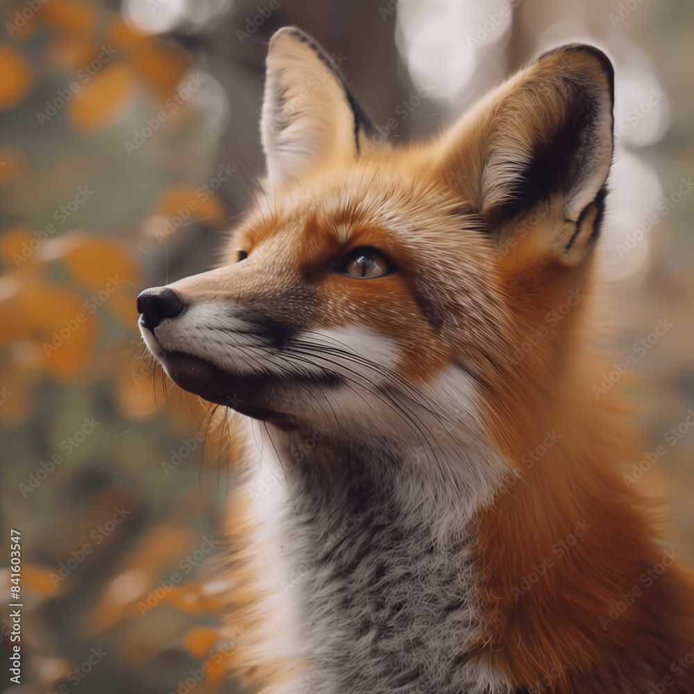 Obraz premium Red Fox Staring Intently in Forest Setting 