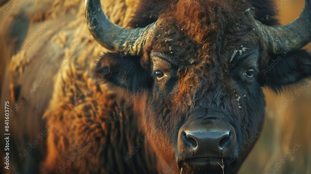 Naklejka premium American Bison in Natural Habitat – Wildlife Close-Up Photography