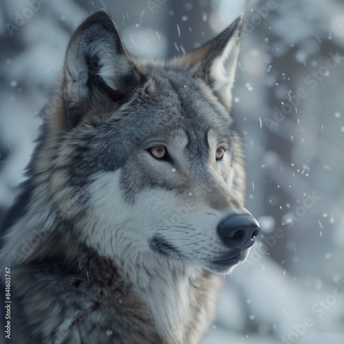 Majestic Nature Wildlife Close-Up Portrait of a Wolf in Natural Habitat