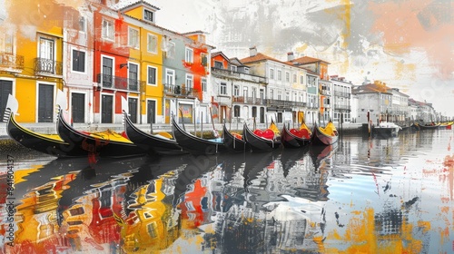 Contemporary Art Collage with Moliceiro Boats in Aveiro

 photo