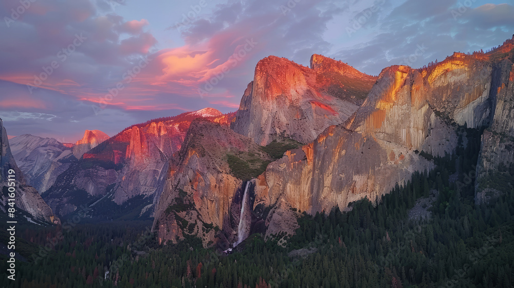 Sunrise illuminates El Capitan in Yosemite National Park