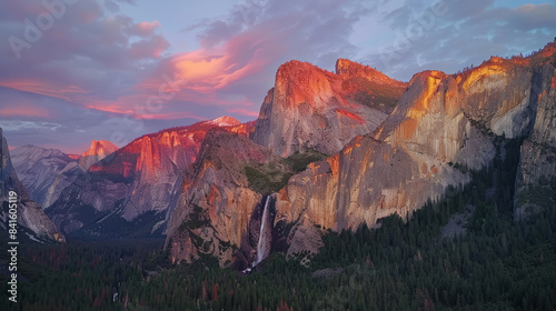 Sunrise illuminates El Capitan in Yosemite National Park