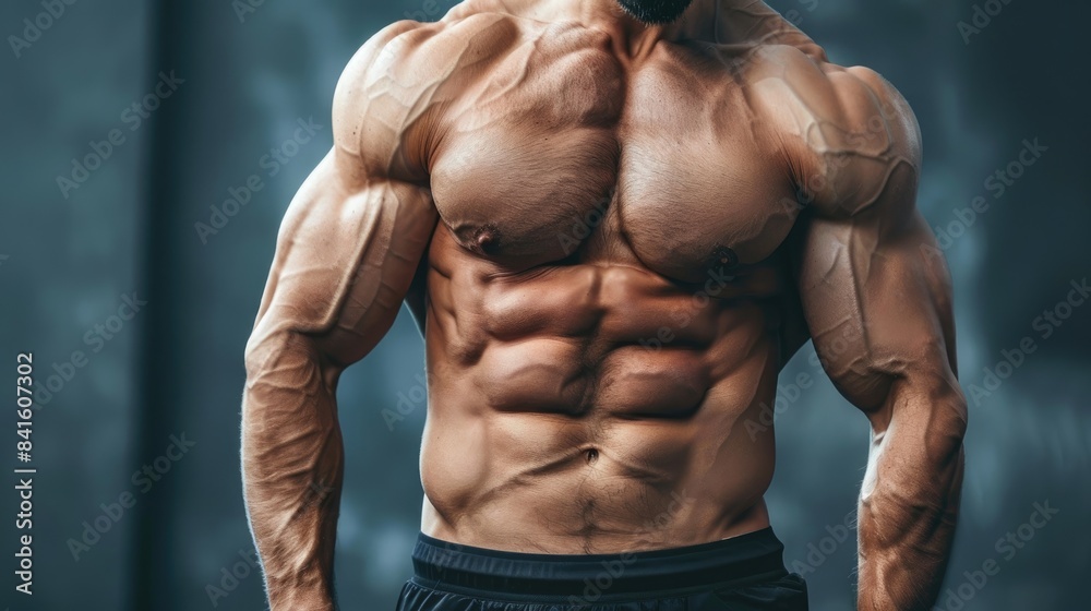 Fototapeta premium Man with a six pack abs