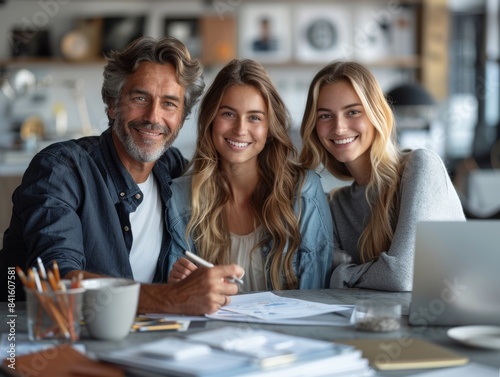 Personal Finance Consultation: Financial Advisor Explaining Investments to Young Couple in Modern Office Setting © frank29052515