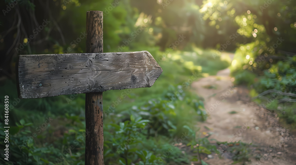 A wooden sign is standing in a field A wooden sign is standing in a field
