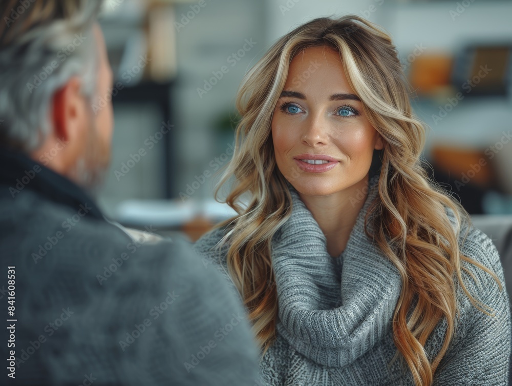 Fototapeta premium Mature Woman Discussing Financial Future with Financial Planner in a Sophisticated Office