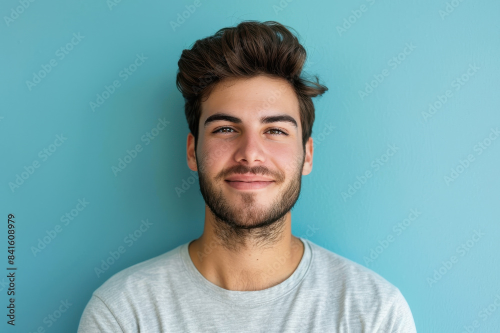 Fototapeta premium A close up portrait of a young man with a subtle smile
