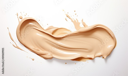 beige cream cosmetics, smudging on a white background
