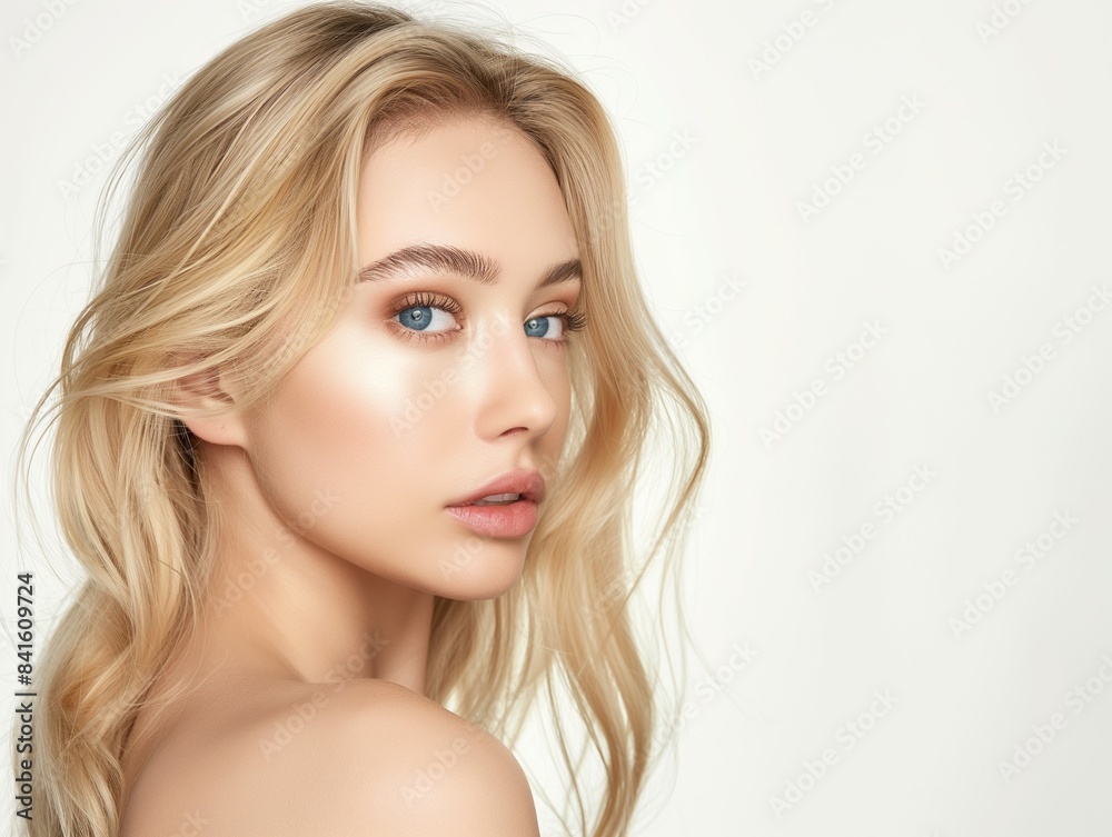 Beautiful Woman with perfect skin Portrait. Blonde Girl, empty copy space Beautiful Woman with perfect skin Portrait. Blonde Girl, empty copy space