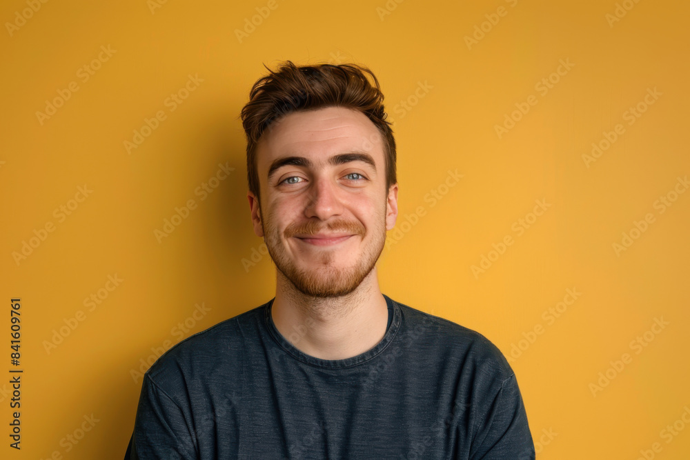 Fototapeta premium A close up portrait of a young man with a subtle smile