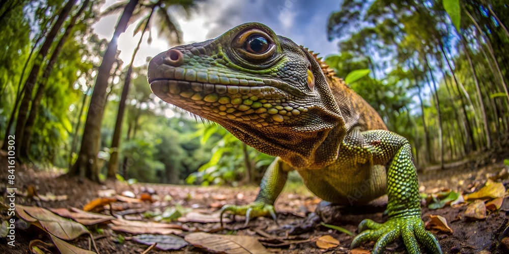 Obraz premium Beeindruckende Reptilien - Weitwinkel Nahaufnahme Outdoor in der Natur