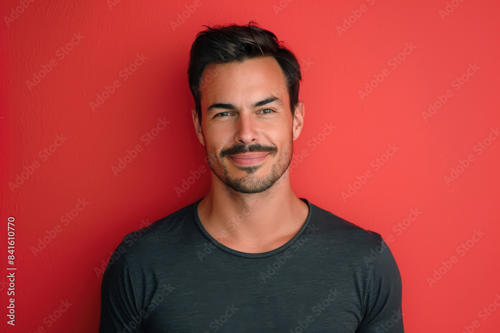 A close up portrait of a young man with a subtle smile A close up portrait of a young man with a subtle smile