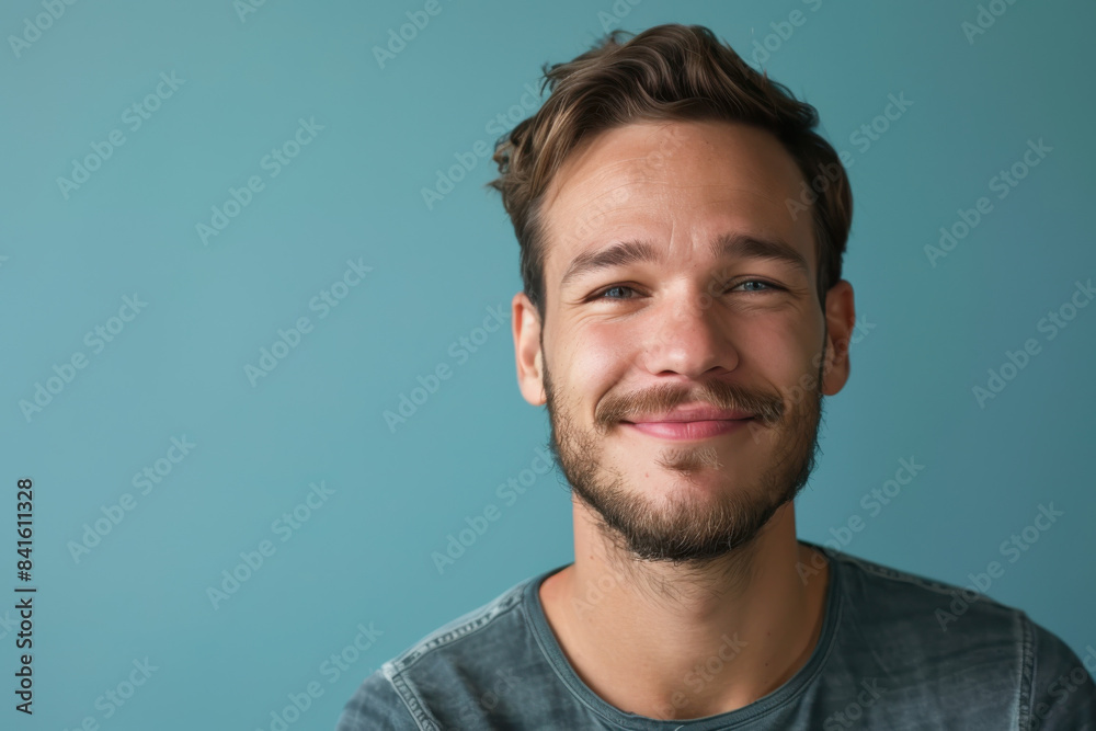 Fototapeta premium A close up portrait of a young man with a subtle smile