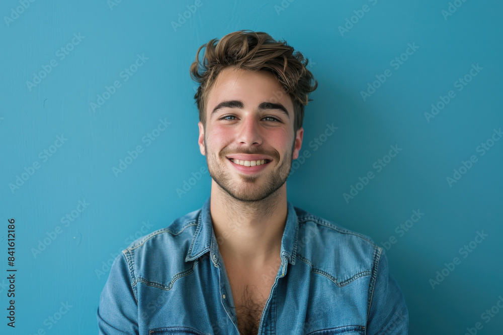 A close up portrait of a young man with a subtle smile A close up portrait of a young man with a subtle smile