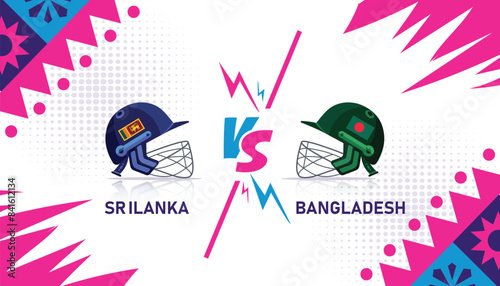 Sri Lanka vs Bangladesh match Illustration. SL vs BAN vector illustration for international cricket match tournaments. BAN vs SL. Vector EPS format photo