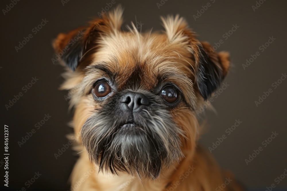 Close-up portrait of an adorable small brown brussels griffon dog with expressive eyes. Looking attentive and charming Close-up portrait of an adorable small brown brussels griffon dog with expressive eyes. Looking attentive and charming