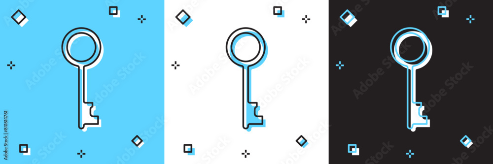 Set Old key icon isolated on blue and white, black background. Vector Set Old key icon isolated on blue and white, black background. Vector
