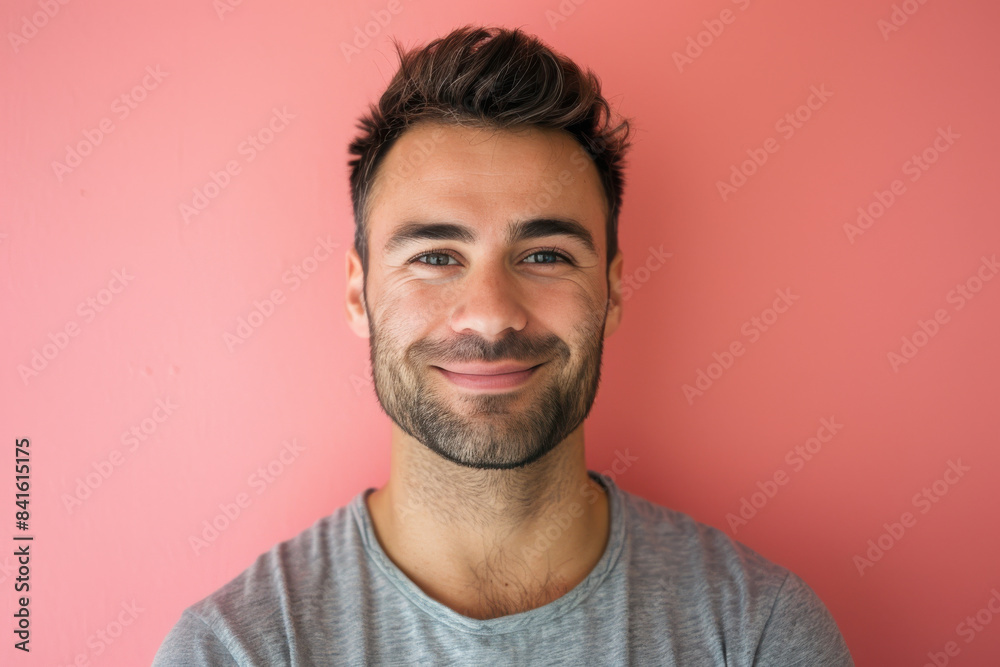 Fototapeta premium A close up portrait of a young man with a subtle smile