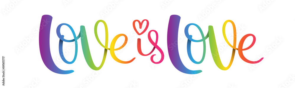 Fototapeta premium LOVE is LOVE colorful vector brush calligraphy banner on white background