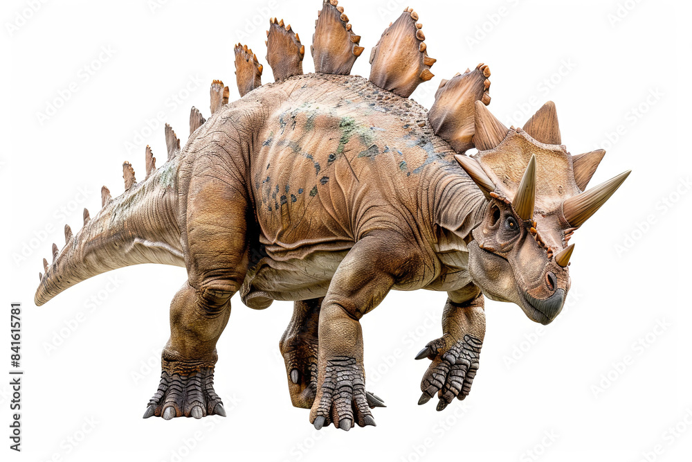 Fototapeta premium Dinosaur Stegosaurus isolated on white background, prehistoric creature