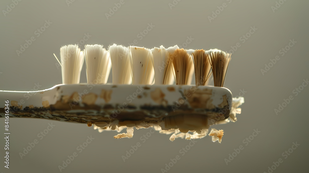Naklejka premium A toothbrush with brown and white bristles