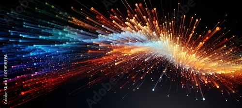 Digital graphic abstract background for technological processes, neural networks, digital data storage, particle flow, fundamentals of artificial intelligence Technology Network Background, banner
