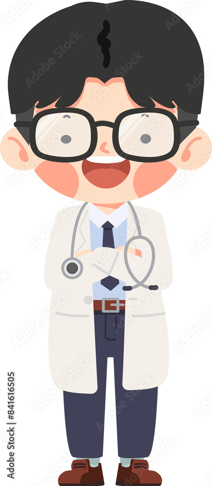 Cartoon character of a doctor with a stethoscope Cartoon character of a doctor with a stethoscope