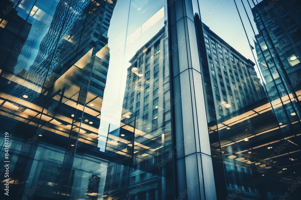 Fototapeta premium A modern skyscraper with a transparent exterior