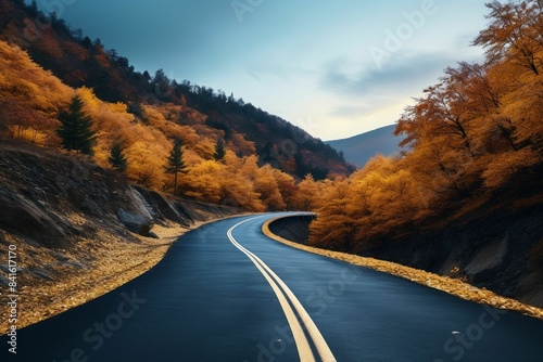 A winding road cutting through a forest