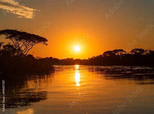 Sunset in the Pantanal, Mato Grosso do Sul, Brazil, South America