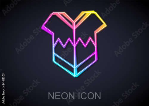 Glowing neon line Traditional mexican poncho clothing icon isolated on black background. Vector