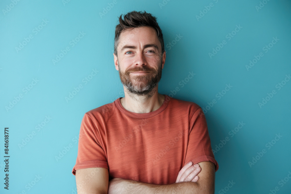 Fototapeta premium A close up portrait of a young man with a subtle smile