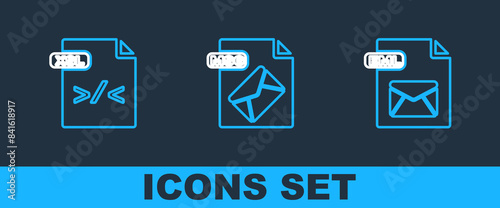 Set line EML file document, XSL and MSG icon. Vector