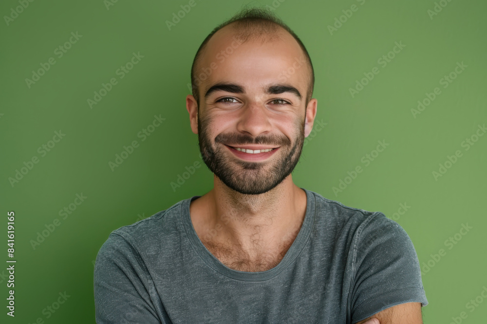 Obraz premium A close up portrait of a young man with a subtle smile