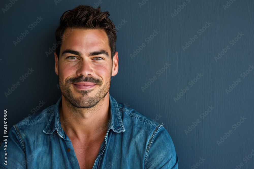Fototapeta premium A close up portrait of a young man with a subtle smile