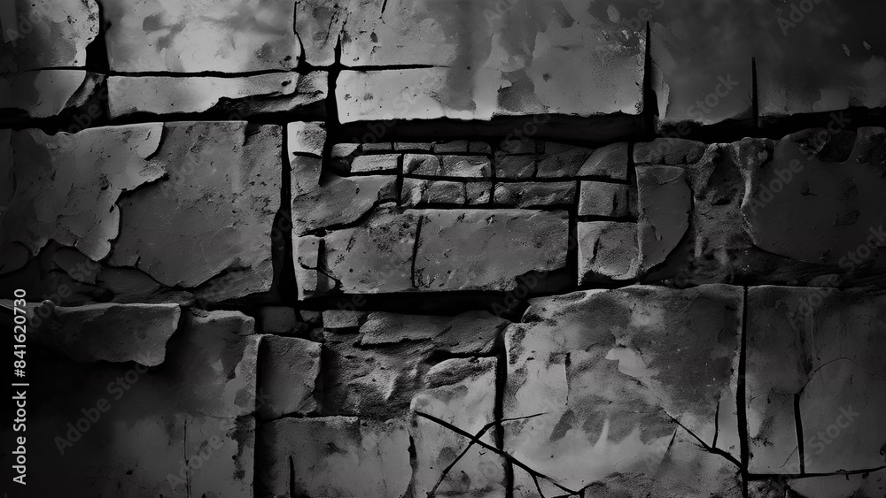 Fototapeta premium Immerse yourself in the enigmatic allure of this black old wall design, featuring a dark abstract pattern. The vintage texture and gothic elements create a sophisticated and mysterious backdrop